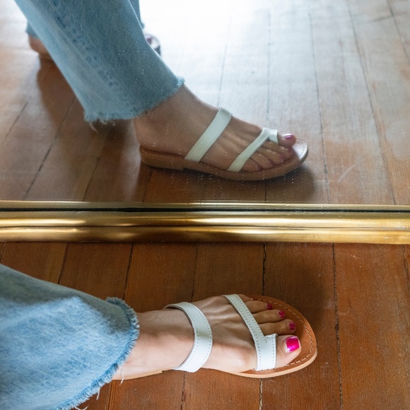 White Authentic Leather Sandals - Picture 2 of 5